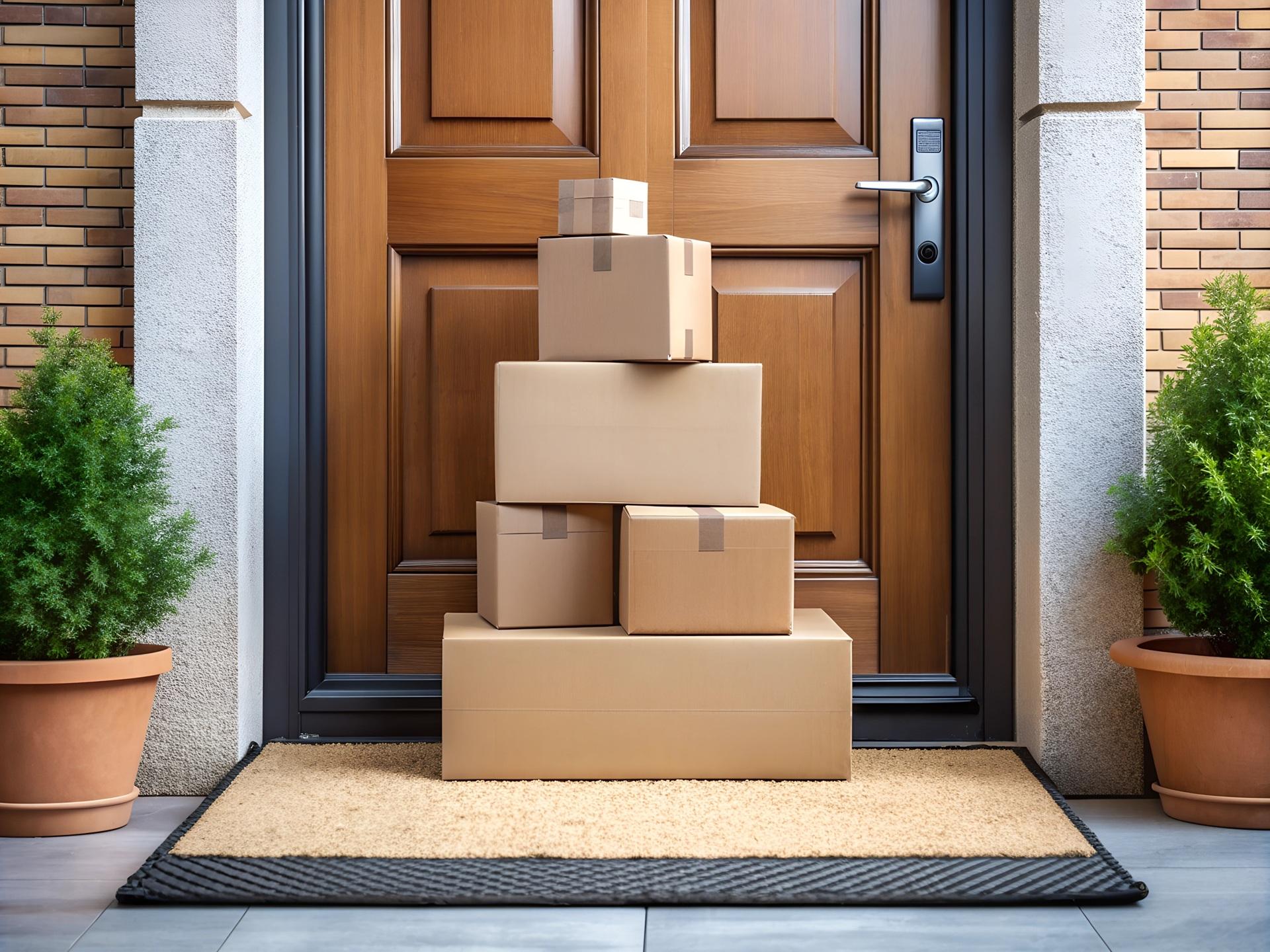 Pakete vor Haustuer ohne Paketbox fuer zuhause